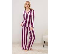 PixieGirl Women's Petite Stripe Satin Pyjama Set in Purple | Size: 16-18 PixieGirl Purple 16-18