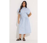 PixieGirl Women's Petite Stripe Shirt Maxi Dress in Light Blue | Size: 10 PixieGirl Light Blue 10