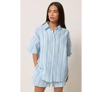 PixieGirl Women's Petite Stripe Short Sleeve Shirt in Light Blue | Size: 6 PixieGirl Light Blue 6