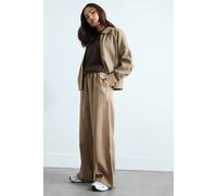 PixieGirl Women's Petite Stripe Wide Leg Pull On Trousers in Natural | Size: 14 PixieGirl Natural 14