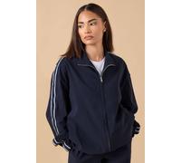 PixieGirl Women's Petite Stripe Zip Jacket in Dark Navy | Size: 8