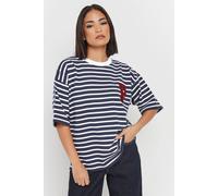 PixieGirl Women's Petite Striped T-Shirt in Dark Navy | Size: 14
