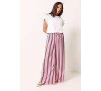 PixieGirl Women's Petite Striped Wide Leg Trousers in Pink | Size: 8S PixieGirl Pink 8S