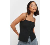 PixieGirl Women's Petite Structured Button Vest Top in Black | Size: 14 PixieGirl Black 14