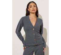 PixieGirl Women's Petite Textured Cardigan Sweater in Charcoal | Size: 16