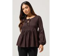 PixieGirl Women's Petite Tie Smock Top in Chocolate | Size: 10 PixieGirl Chocolate 10