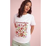 PixieGirl Women's Petite Tomato Graphic T-Shirt in White | Size: 16