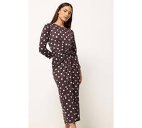 PixieGirl Women's Petite Twist Front Midi Dress in Chocolate | Size: 12 PixieGirl Chocolate 12