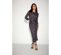 PixieGirl Women's Petite Twist Front Midi Dress in Dark Navy | Size: 12