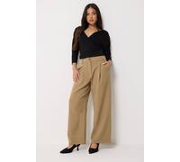 PixieGirl Women's Petite Wide Leg Trousers in Camel | Size: 16S