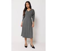 PixieGirl Women's Petite Wrap Midi Dress in Charcoal | Size: 10 PixieGirl Charcoal 10