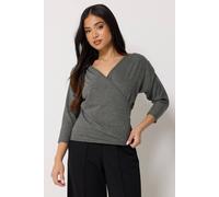 PixieGirl Women's Petite Wrap Top in Charcoal | Size: 8
