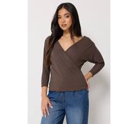 PixieGirl Women's Petite Wrap Top in Chocolate | Size: 6