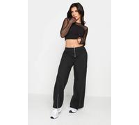 PixieGirl Women's Petite Zip Detail Cargo Trousers in Black | Size: 10S