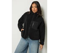 PixieGirl Women's Petite Zip Fleece Jacket in Black | Size: 12