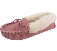 Pixieland Ladies~Woman Genuine Suede Sheepskin Moccasins with a Suede Sole Made in The UK Pink