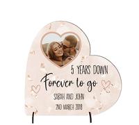 Pixie's Gifts Capture Your Love Story with a Personalised Anniversary Wooden Photo Heart Couple Plaque - Gift for 1st, 5th, 30th, or 50th Anniversary Celebrations (Mdf Wood 19cm x 19cm, Rose Gold)