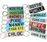 Pixie's Gifts Custom License Plate Keychain 8cm - Personalised Number Plate Keychain - Mini Number Plate Key Ring - Gift for New Car & Just Passed Milestones (Pink Football)