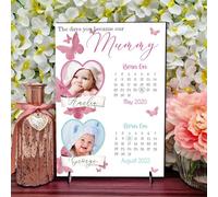 Pixie's Gifts Decorative Sign Plaque Personalised The days you became our Mummy Baby Photo Print Gift For Mothers Day Birthday or Christmas (2 Children)