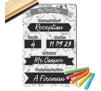 Pixie's Gifts First Day of School Board - My First Day of Nursery Chalkboard Reusable First Day of School Sign Milestone Photo Prop for Kids Child (Grey)