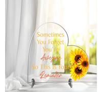 Pixie's Gifts Friendship Gifts for Women Best Friend Birthday Gifts Heart-Shaped Acrylic Plaque, Gifts for Friends Colleagues Inspirational Proud of You (Sunflower Medium H133mm W135mm)