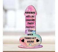 Pixie's Gifts Funny Rude Friendship Plaque Novelty Birthday Best Friend Joke Gift Her Color and Material Options Available (Mdf Wood Small 13.5cm x 7cm, Multi Coloured Marble Effect)