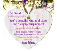Pixie's Gifts Heartfelt Daughter Gift - Beautiful Wooden Heart Plaque for Your Beloved Daughter - Sentimental Keepsake for Birthdays, Mother-Daughter Bond, and Special Occasions