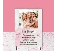 Pixie's Gifts Personalised A5/A4 Best Friends Plaque - Custom Message & Photo with Stand - Choose from 5 Colours - Gift for Best Friends (Pink, Mdf Wood A5 21cm x 15cm)