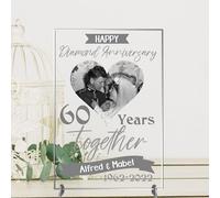 Pixie's Gifts Personalised Anniversary Plaque - Custom A5/A4 MDF & Acrylic Sign - Perfect for Celebrating Milestones (Diamond 60th anniversary, Acrylic A4 30cm x 21cm)