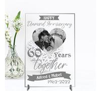 Pixie's Gifts Personalised Anniversary Plaque - Custom A5/A4 MDF & Acrylic Sign - Perfect for Celebrating Milestones (Diamond 60th anniversary, Acrylic A5 21cm x 15cm)