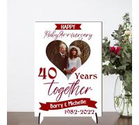 Pixie's Gifts Personalised Anniversary Plaque - Custom A5/A4 MDF & Acrylic Sign - Perfect for Celebrating Milestones (Ruby 40th anniversary, Mdf Wood A4 30cm x 21cm)