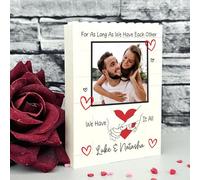 Pixie's Gifts Personalised Building Blocks Photo Plaque For As Long As We Have Each Other | Custom Photo & Names Romantic Keepsake | Couple Gift for Anniversary Display (Small - 7.9cm x 6.4cm)