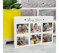 Pixie's Gifts Personalised Building Blocks Photo Plaque for Family | Custom Name 6-Photo Keepsake | Unique Picture Display | Handmade Memory Gift for Friends (Large - 17.5cm x 11.8cm)