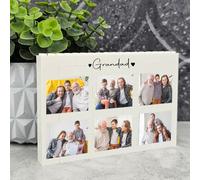 Pixie's Gifts Personalised Building Blocks Photo Plaque for Grandads | Grandad 6-Photo Keepsake | Unique Picture Display | Handmade Memory Gift for Grandparents’ Day (Medium - 14.4cm x 9.8cm)