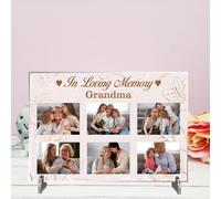 Pixie's Gifts Personalised In Loving Memory Photo Plaque on Stand - Custom Memorial Gift for Grandad and Grandma - Available in 4 Designs, 3mm MDF and Acrylic (Gold, Acrylic A5 21cm x 15cm)