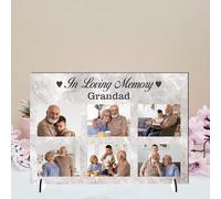 Pixie's Gifts Personalised In Loving Memory Photo Plaque on Stand - Custom Memorial Gift for Grandad and Grandma - Available in 4 Designs, 3mm MDF and Acrylic (Grey, Mdf Wood A4 30cm x 21cm)