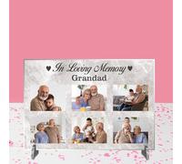 Pixie's Gifts Personalised In Loving Memory Photo Plaque on Stand - Custom Memorial Gift for Grandad and Grandma - Available in 4 Designs, 3mm MDF and Acrylic (Grey, Acrylic A5 21cm x 15cm)