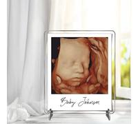 Pixie's Gifts Personalised Photo Plaque on Stands - Thoughtful Father's Day Gift - Customisable with One Line of Text - Laser Cut Clear Acrylic (Scan Photo)