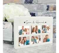 Pixie's Gifts Personalised Romantic Special Photo Memories Keepsake With Own Names | Custom 6-Photo & Text Gift | Building Blocks Photo Plaque for Couples (Medium - 14.4cm x 9.8cm)