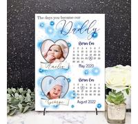 Pixie's Gifts Personalised The Day You Became My Daddy Photo Plaque for George Heart Design MDF Wood Gift for Father’s Day Birthday Christmas Thoughtful Keepsake Present (2 Children)