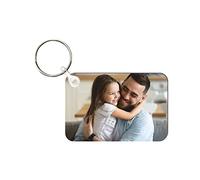 Pixie's Gifts Personalised Wooden Photo Keyring - Custom Father's Day Gift - Handmade MDF Keyring with Daddy and Child's Photo - Gift for Dad