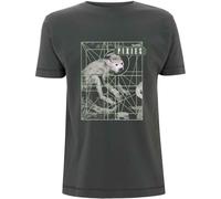Pixies Men's Monkey Grid Charcoal T-Shirt Dark Grey