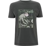 Pixies Men's Monkey Grid Charcoal T-Shirt Dark Grey