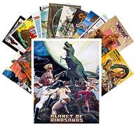 PIXILUV Postcard Pack 24pcs Dinosaur Monster Prehistoric Vintage Trash Movie Posters Ads