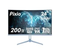 Pixio PXC248 Wave Blue 24 inch 200Hz Refresh Rate FHD 1080p Resolution 1500R Curve Fast VA Panel 1ms GTG Response Time Adaptive Sync HDR Curved Gaming Monitor