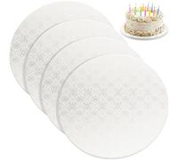 PixiPy Cake Boards - 4 Pack, 10 inch, White - Reusable Round Cake Drums for Showstopping Desserts - Heavy-Duty Disposable Cardboard Cake Bases w/Smooth Surface - Cake Decorating Supplies