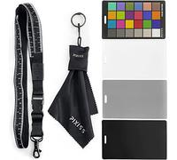 Pixiss Camera Color Correction White Balance Card, 4In1 Color Correction Card Set by , 18% Gray, Black, All in Glossy and Matte, Premium Exposure Card Set with Free Camera Lens Micro Fiber Cloth