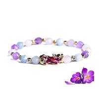 Pixiu Bracelet Feng Shui Wealth Bracelet Color Change Pi Yao Charm Multi-Gem Crystal Bracelet Rose Quartz Amethyst 7 Chakra Balance Lucky Wealthy Amulet for Money Good Fortune Windfall/1942