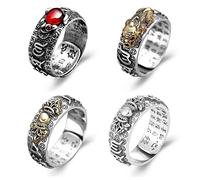 Pixiu Ring Feng Shui Ring for Women Men Buddhist Heart Sutra Ring Opening Adjustable Mantra Amulet Protection Wealth Luck Ring Gift for Men Sutra Ring, Other, other