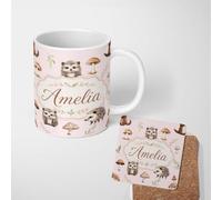 Pixlo Cute Hedgehog and Ceramic Mug Large Handle Personalised Custom Name | 11oz Printed Design, Multiple Options, Everyday Drinkware, Vibrant Colour Print, Gift